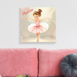 Little Girl Ballerina in Pink Tutu Personalized Leinwanddruck