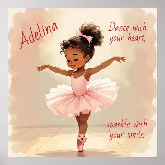 Little Girl Ballerina in Pink Tutu Personalized Poster (Vorne)
