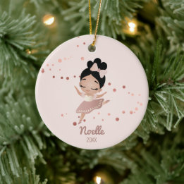 Little Girl Ballerina mit Bow, Rose Gold Keramik Ornament