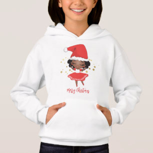 Little Girl Ballerina mit Weihnachtsmannmütze Hoodie