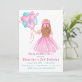 Little Girl Balloons 2. Geburtstagseinladungen (Stehend Vorderseite)