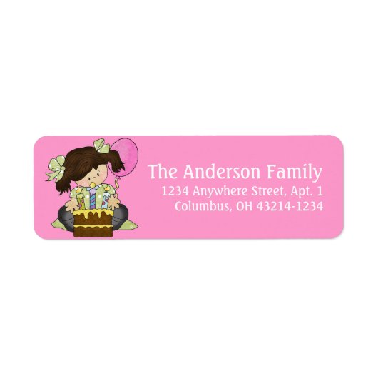 Little Girl Birthday Party d3 Rücksendeadresse (Vorne)