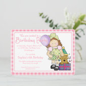 Little Girl Birthday Party Einladung Country Girl (Stehend Vorderseite)