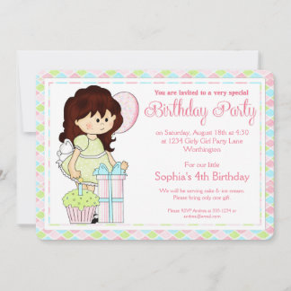 Little Girl Birthday Party Einladung Girly Girl d1