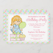 Little Girl Birthday Party Einladung Girly Girl d2 (Vorne/Hinten)