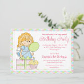 Little Girl Birthday Party Einladung Girly Girl d2 (Stehend Vorderseite)