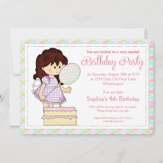 Little Girl Birthday Party Einladung Girly Girl d3
