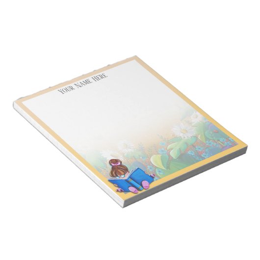Little Girl Book Reader - Personalisierter Notepad Notizblock (angewinkelt)