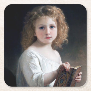 Little Girl, Bouguereau Rechteckiger Pappuntersetzer