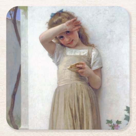 Little Girl, Bouguereau Rechteckiger Pappuntersetzer (Vorderseite)