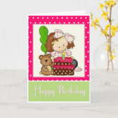 Little Girl Cake Happy Birthday Card 4 Karte (Gelbe Blume)