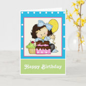 Little Girl Cake individualisieren Happy Birthday  Karte (Gelbe Blume)
