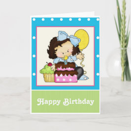 Little Girl Cake individualisieren Happy Birthday Karte