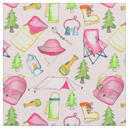 Little Girl Camping Themed Gear Pink Stoff