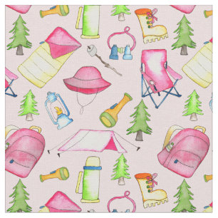 Little Girl Camping Themed Gear Pink Stoff