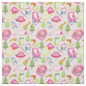 Little Girl Camping Themed Gear Pink Stoff (Muster)