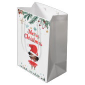 Little Girl Christmas Weihnachtsmannmütze Ballerin Mittlere Geschenktüte (Rückseite Schrägansicht)