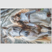 Little Girl Cream Dress White Horse Storybook Farm Seidenpapier (Vorderseite)