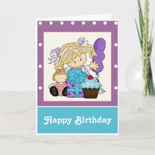 Little Girl Cupcake individualisieren Happy Birthd Karte (Vorderseite)