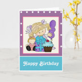 Little Girl Cupcake individualisieren Happy Birthd Karte (Gelbe Blume)