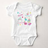 Little Girl Cute Llamacorn Pastel Pattern Baby Strampler (Vorderseite)