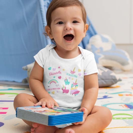 Little Girl Cute Llamacorn Pastel Pattern Baby Strampler