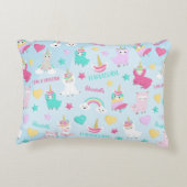 Little Girl Cute Llamacorn Pastel Pattern Dekokissen (Rückseite)