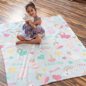 Little Girl Cute Llamacorn Pastel Pattern Fleecedecke