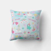 Little Girl Cute Llamacorn Pastel Pattern Kissen (Rückseite)