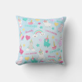 Little Girl Cute Llamacorn Pastel Pattern Kissen (Vorderseite)
