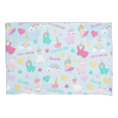 Little Girl Cute Llamacorn Pastel Pattern Kissenbezug (Vorderseite)