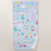 Little Girl Cute Llamacorn Pastel Pattern Strandtuch (Vorderseite)