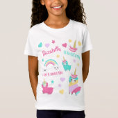 Little Girl Cute Llamacorn Pastel Pattern T-Shirt (Vorderseite)