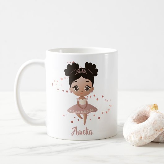 Little Girl Dancing Ballerina Princess, Rose Gold Kaffeetasse (Mit Donut)