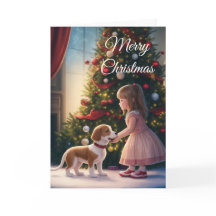 Little Girl & Dog Liebe & Friendship Weihnachtskar