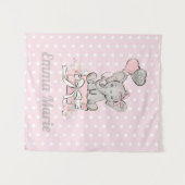 Little Girl Elephant Rosa Silberballons Name Wandteppich (Vorderseite (Horizontal))