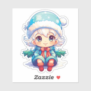 Little Girl Elf Xmas Magic Aufkleber