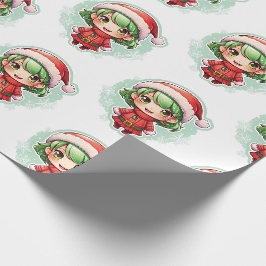 Little Girl Elf Xmas Magic Geschenkpapier (Ecke)
