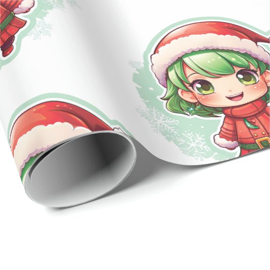 Little Girl Elf Xmas Magic Geschenkpapier (Rolleneckpunkt)