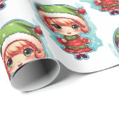 Little Girl Elf Xmas Magic Geschenkpapier (Rolleneckpunkt)