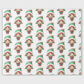 Little Girl Elf Xmas Magic Geschenkpapier (Flach)