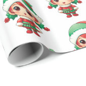 Little Girl Elf Xmas Magic Geschenkpapier (Rolleneckpunkt)