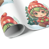 Little Girl Elf Xmas Magic Geschenkpapier (Rolleneckpunkt)
