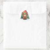 Little Girl Elf Xmas Magic Runder Aufkleber (Tasche)