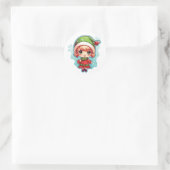 Little Girl Elf Xmas Magic Runder Aufkleber (Tasche)