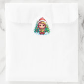 Little Girl Elf Xmas Magic Runder Aufkleber (Tasche)