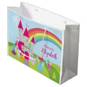 Little Girl Fairy Princess mit Regenbogen und Burg Große Geschenktüte (Vorderseite Schrägansicht)