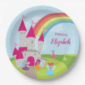Little Girl Fairy Princess mit Regenbogen und Burg Pappteller (Vorderseite)