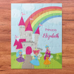 Little Girl Fairy Princess mit Regenbogen und Burg Puzzle<br><div class="desc">Fügen Sie der Spielsammlung Ihres kleinen Mädchens eine Touch Magie hinzu, mit diesem zauberhaften Puzzle der Märchenprinzessin. Puzzle hat mehrere magische Prinzessinnen vor einem rosa und grauen Schloss. Es gibt auch einen Frosch im Gras, der eine Krone trägt und einen schönen bunten Regenbogen am Himmel. Personalisieren Sie das Rätsel mit...</div>