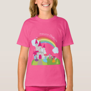Little Girl Fairy Princess mit Regenbogen und Burg T-Shirt
